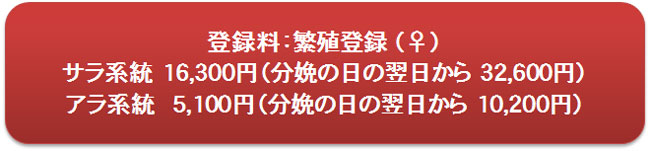 繁殖登録料金表