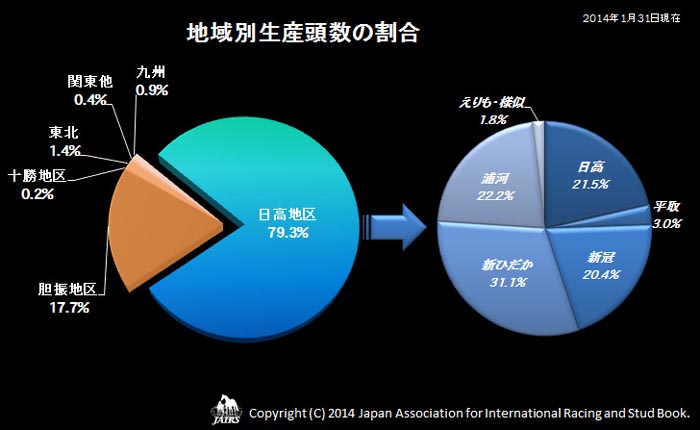 2013年　地域別生産頭数の割合